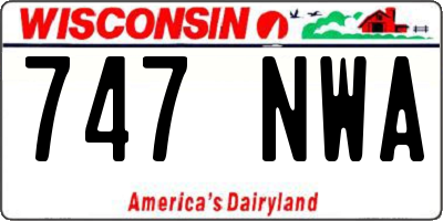 WI license plate 747NWA