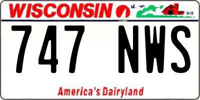 WI license plate 747NWS