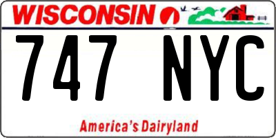 WI license plate 747NYC