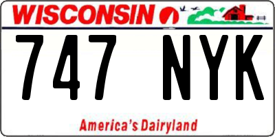 WI license plate 747NYK