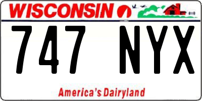 WI license plate 747NYX