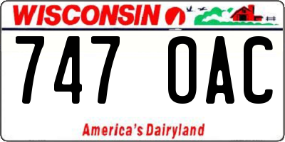 WI license plate 747OAC