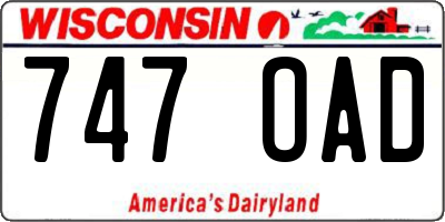 WI license plate 747OAD