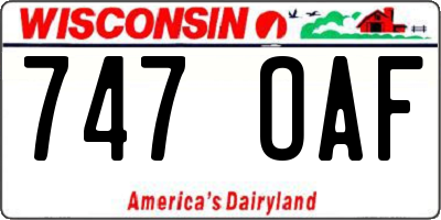 WI license plate 747OAF
