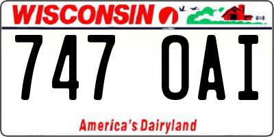 WI license plate 747OAI
