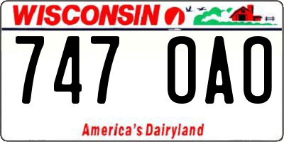 WI license plate 747OAO