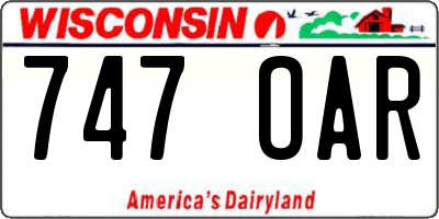WI license plate 747OAR