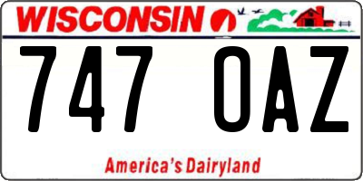 WI license plate 747OAZ