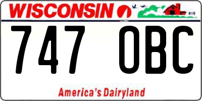 WI license plate 747OBC