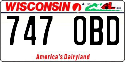 WI license plate 747OBD