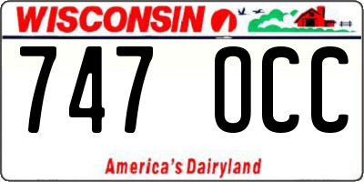 WI license plate 747OCC