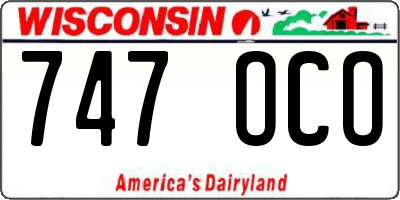 WI license plate 747OCO