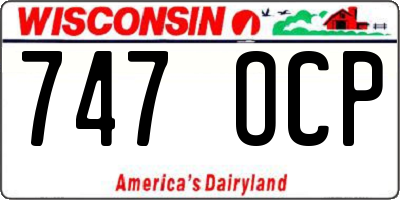 WI license plate 747OCP