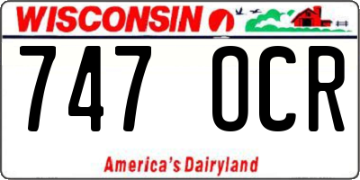 WI license plate 747OCR