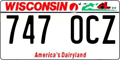 WI license plate 747OCZ