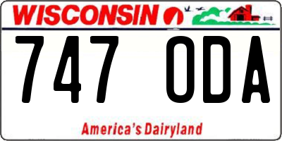 WI license plate 747ODA