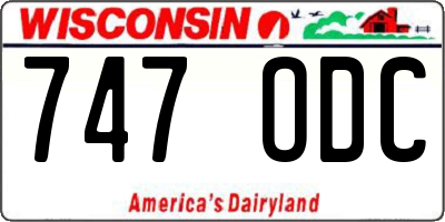 WI license plate 747ODC