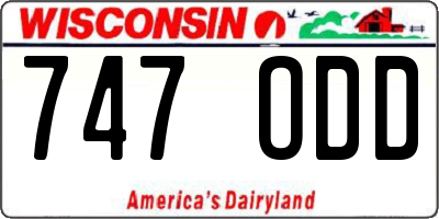 WI license plate 747ODD