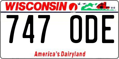WI license plate 747ODE