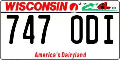 WI license plate 747ODI