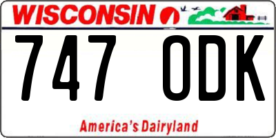 WI license plate 747ODK