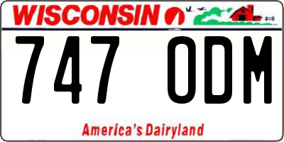 WI license plate 747ODM