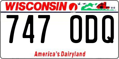 WI license plate 747ODQ