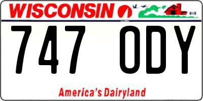 WI license plate 747ODY