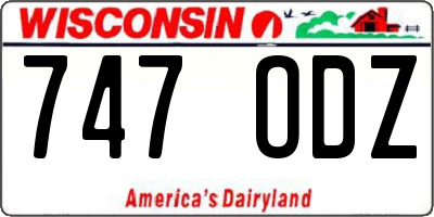 WI license plate 747ODZ