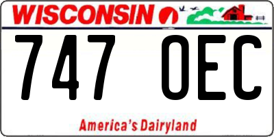 WI license plate 747OEC