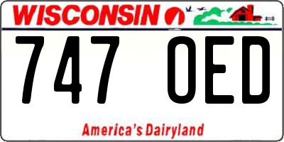 WI license plate 747OED