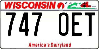 WI license plate 747OET