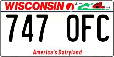 WI license plate 747OFC