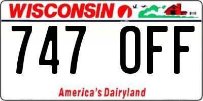 WI license plate 747OFF