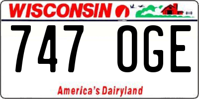 WI license plate 747OGE