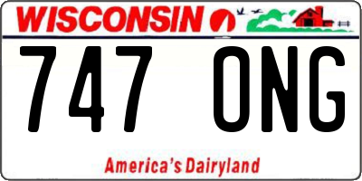 WI license plate 747ONG