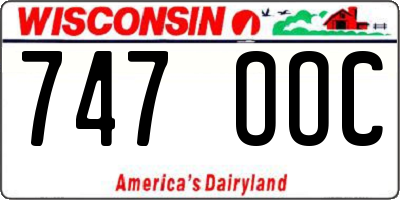 WI license plate 747OOC