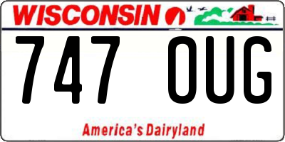 WI license plate 747OUG
