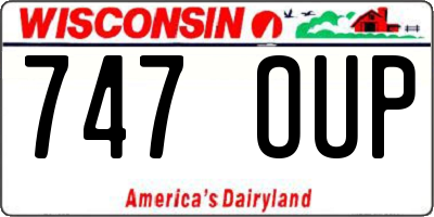 WI license plate 747OUP