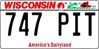 WI license plate 747PIT