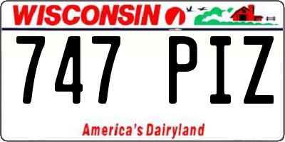 WI license plate 747PIZ