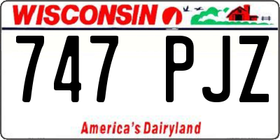 WI license plate 747PJZ