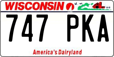 WI license plate 747PKA