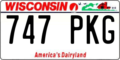 WI license plate 747PKG