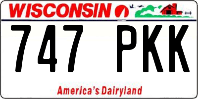 WI license plate 747PKK