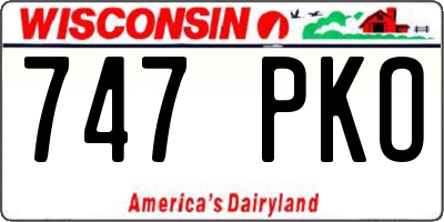 WI license plate 747PKO