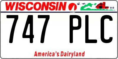 WI license plate 747PLC