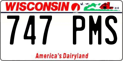 WI license plate 747PMS