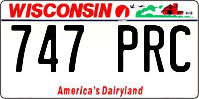 WI license plate 747PRC