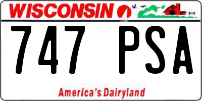 WI license plate 747PSA